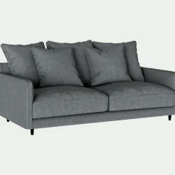 Canapé 3 places convertible matelas Bultex tissu mixte - gris ardoise