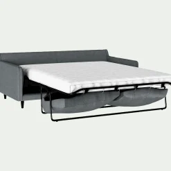 Canapé 3 places convertible matelas Bultex tissu mixte - gris ardoise