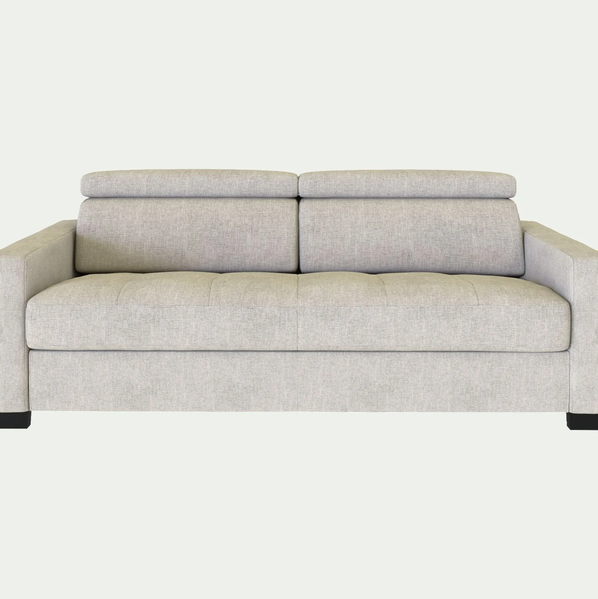 Canapé 3 places convertible matelas Bultex en tissu monclar avec accoudoirs 15cm - beige roucas