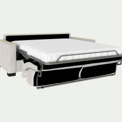 Canapé 3 places convertible matelas Bultex en tissu monclar avec accoudoirs 15cm - beige roucas