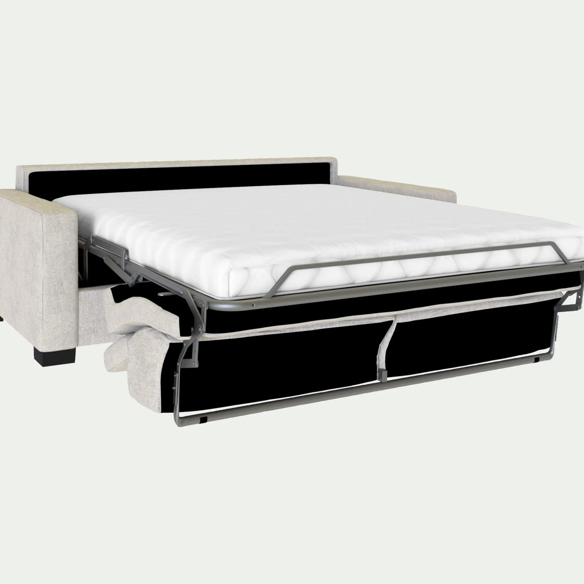 Canapé 3 places convertible matelas Bultex en tissu monclar avec accoudoirs 15cm - beige roucas