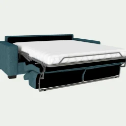 Canapé 3 places convertible matelas Bultex en tissu monclar avec accoudoirs 20cm - bleu niolon