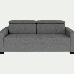Canapé 3 places convertible matelas Bultex en tissus pop avec accoudoirs 15cm - gris moyen
