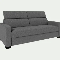 Canapé 3 places convertible matelas Bultex en tissus pop avec accoudoirs 15cm - gris moyen