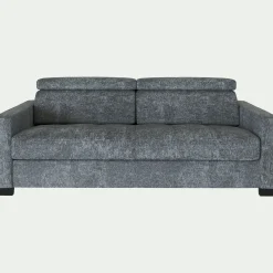 Canapé 3 places convertible matelas Bultex en tissu genesis avec accoudoirs 15cm - gris ardoise