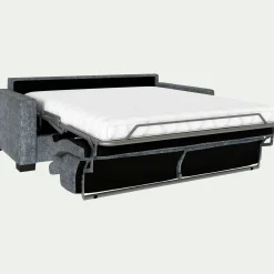 Canapé 3 places convertible matelas Bultex en tissu genesis avec accoudoirs 15cm - gris ardoise