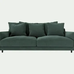 Canapé 4 places convertible matelas bultex en tissu velvet - vert sauge