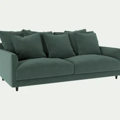 Canapé 4 places convertible matelas bultex en tissu velvet - vert sauge