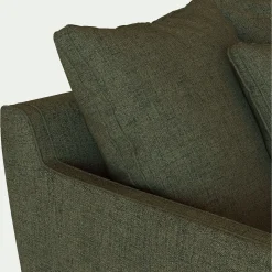 Canapé 2 places droit convertible matelas Bultex en tissu joint - vert cedre