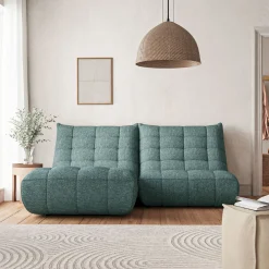 Canapé 2 places fiixe en tissu chenille - bleu calaluna