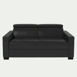 Canapé 2 places fixe en cuir avec accoudoirs 15cm - brun terre d'ombre
