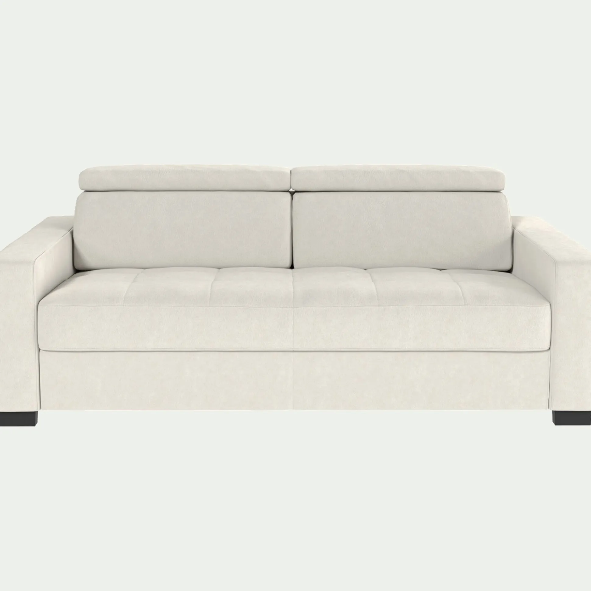 Canapé 3 places fixe en cuir avec accoudoirs 20cm - blanc