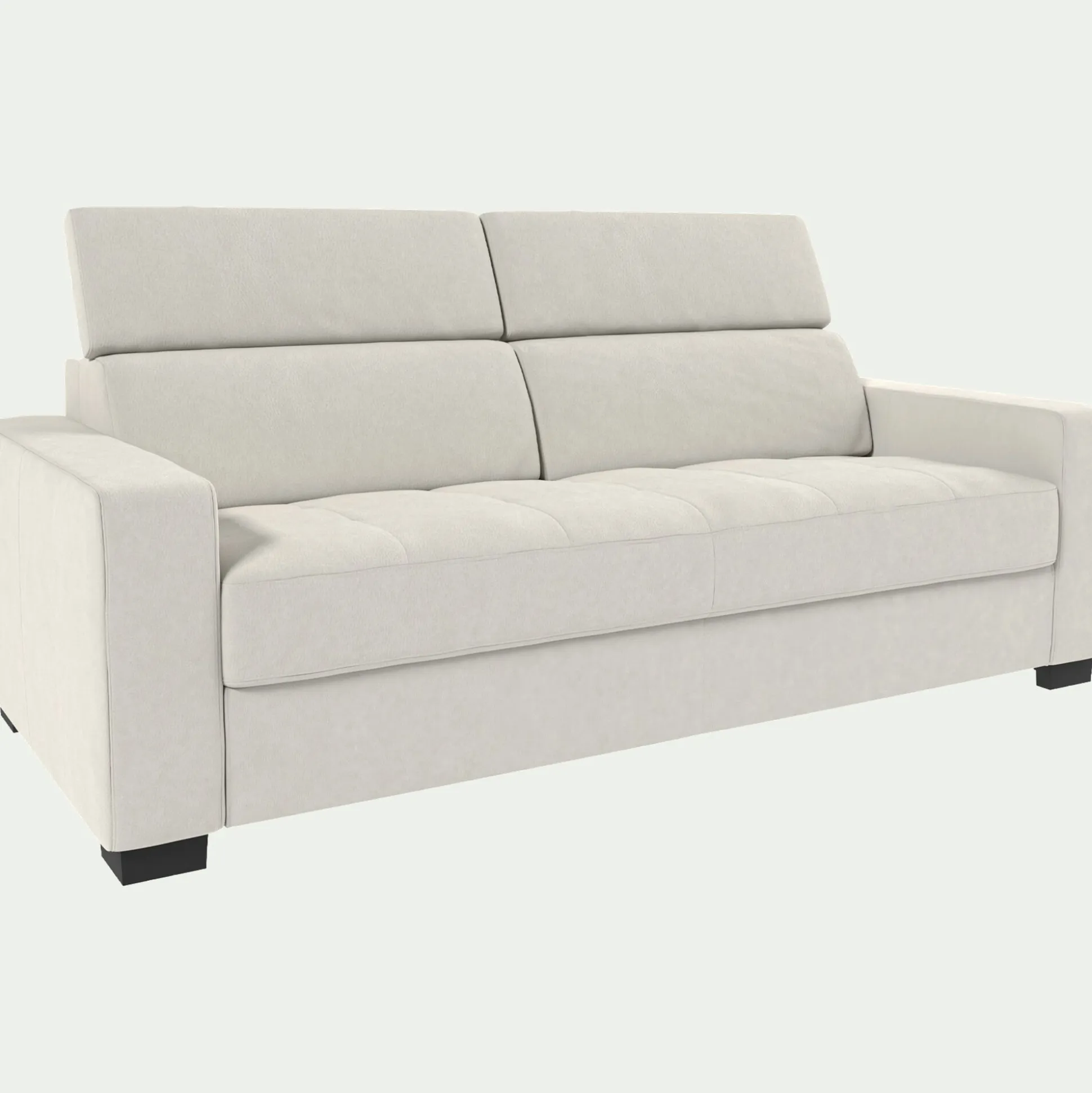 Canapé 3 places fixe en cuir avec accoudoirs 20cm - blanc