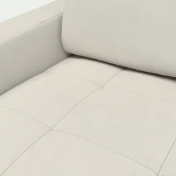 Canapé 3 places fixe en cuir avec accoudoirs 20cm - blanc