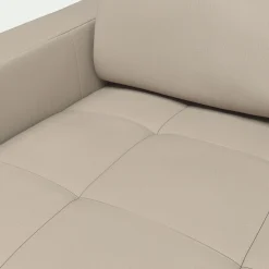 Canapé 2 places fixe en cuir avec accoudoirs 15cm - beige