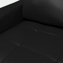 Canapé 2 places fixe en cuir avec accoudoirs 15cm - noir