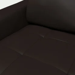 Canapé 3 places fixe en cuir avec accoudoirs 15cm - marron