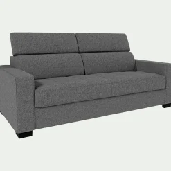 Canapé 3 places fixe en pop avec accoudoirs 20cm - gris