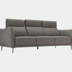 Canapé 4 places fixe en tissu avec fonction avance-recul - gris restanque