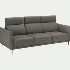 Canapé 4 places fixe en tissu avec fonction avance-recul - gris restanque