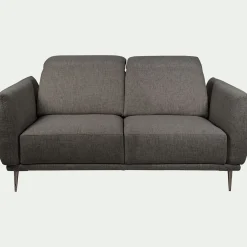 Canapé 2 places fixe en tissu avec fonction avance-recul - gris restanque