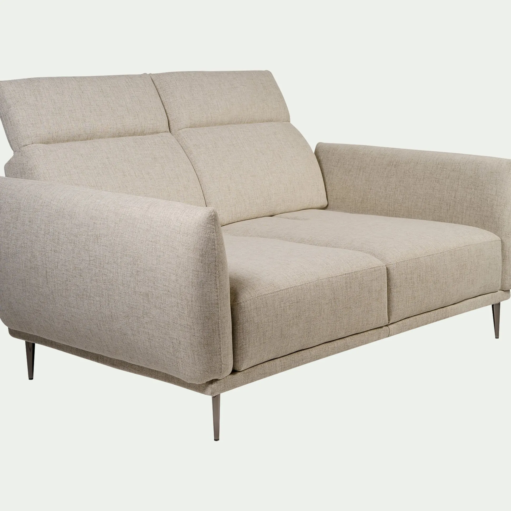 Canapé 2 places fixe en tissu avec fonction avance-recul - beige roucas