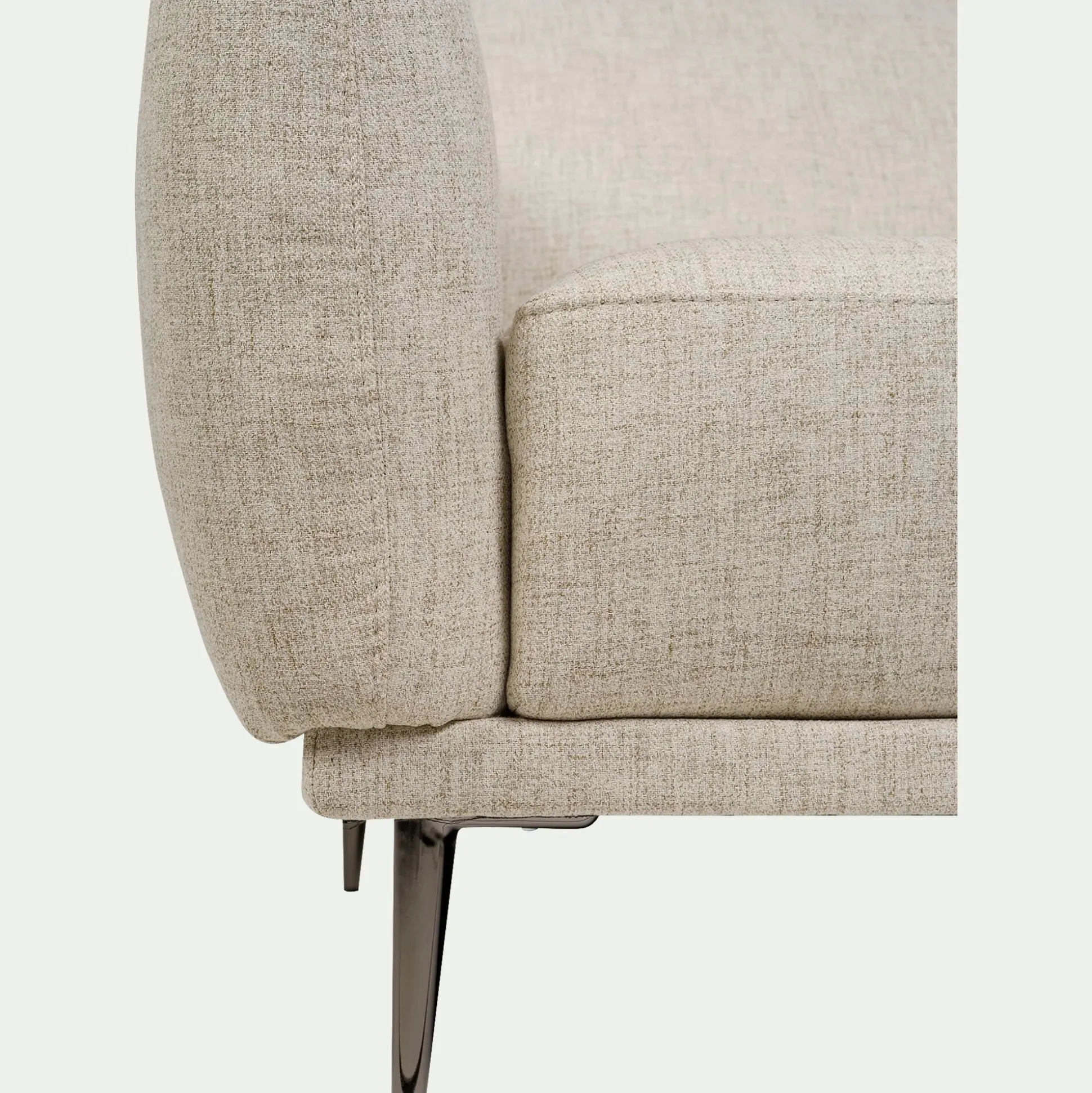 Canapé 2 places fixe en tissu avec fonction avance-recul - beige roucas