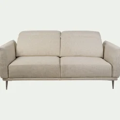 Canapé 3 places fixe en tissu avec fonction avance-recul - beige roucas
