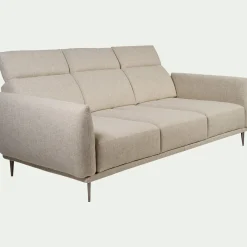 Canapé 4 places fixe en tissu avec fonction avance-recul - beige roucas