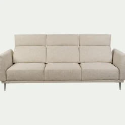 Canapé 4 places fixe en tissu avec fonction avance-recul - beige roucas