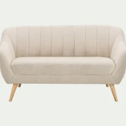 Canapé 2 places fixe en tissu bouclette monza - beige