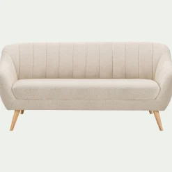 Canapé 3 places fixe en tissu bouclette monza - beige