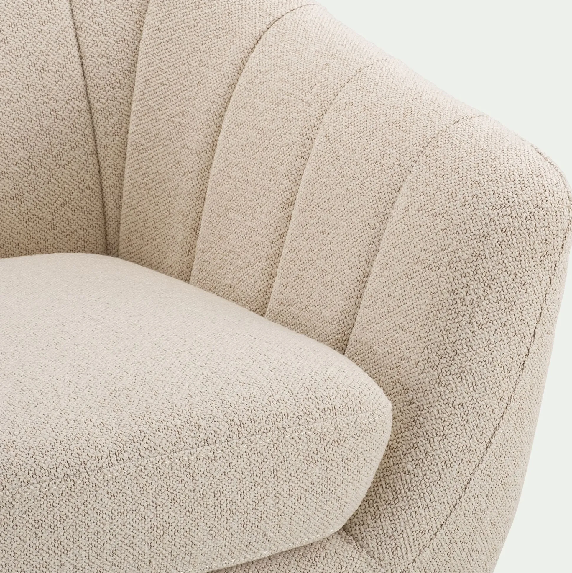 Canapé 3 places fixe en tissu bouclette monza - beige