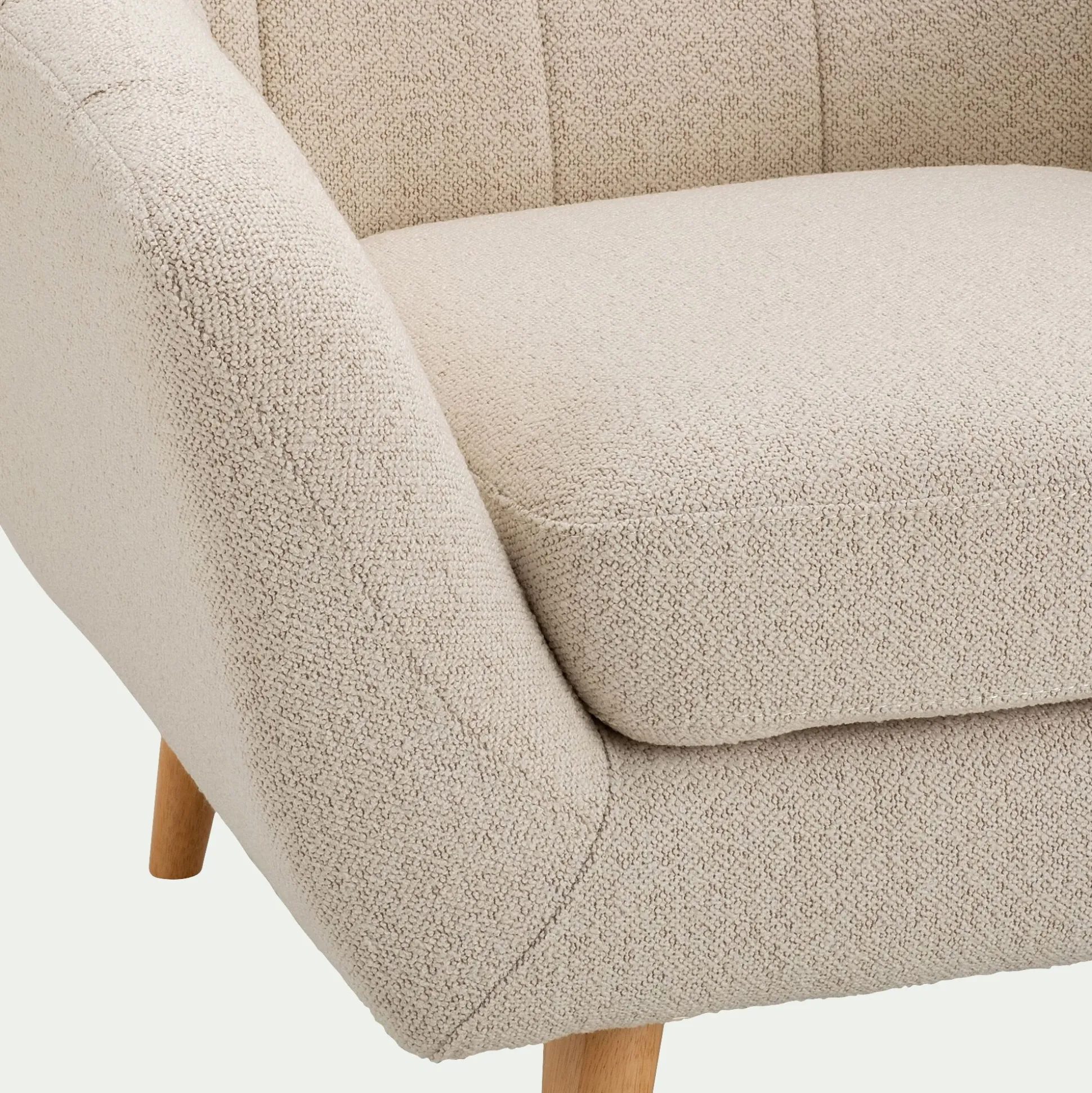 Canapé 3 places fixe en tissu bouclette monza - beige