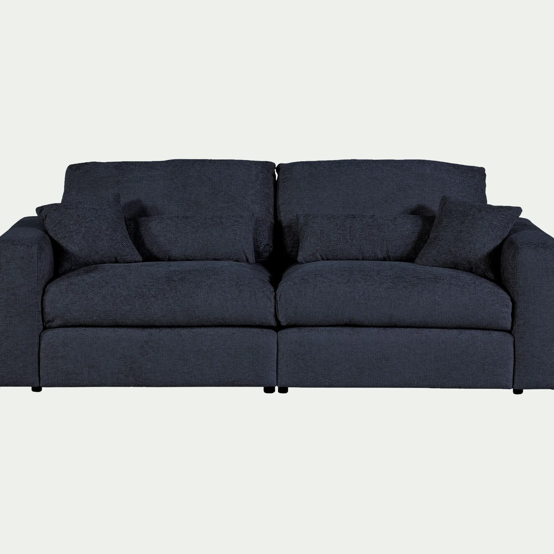 Canapé 5 places fixe en tissu chenille Benjo - bleu marine