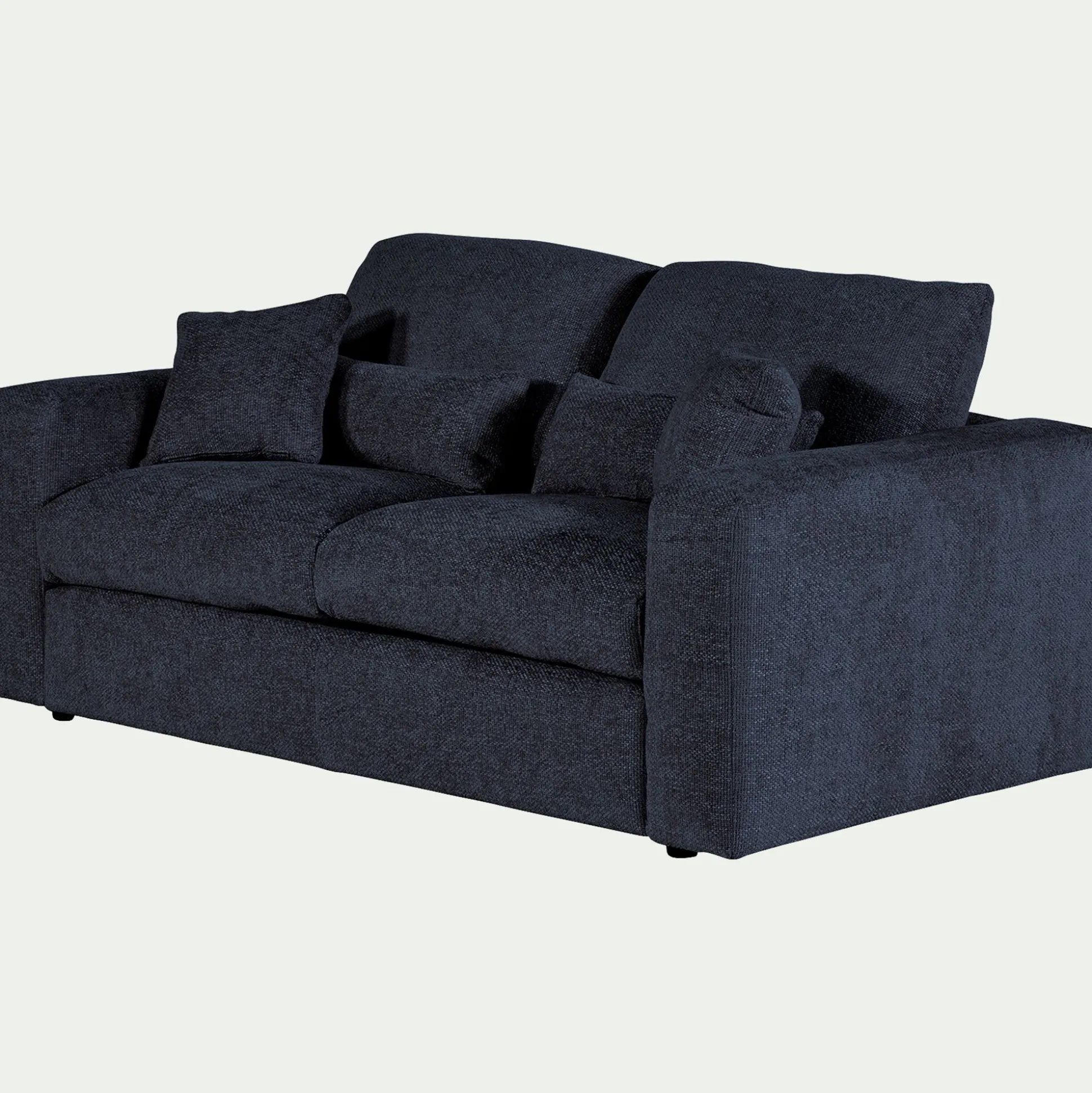 Canapé 3 places fixe en tissu chenille Benjo - bleu marine