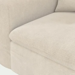 Canapé 2 places fixe en tissu doux tramé - beige