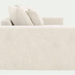 Canapé 3 places fixe en tissu doux tramé - beige