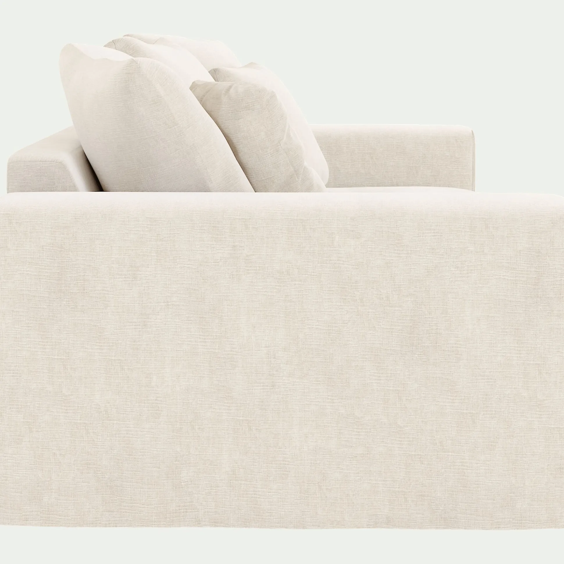 Canapé 3 places fixe en tissu doux tramé - beige