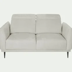 Canapé 2 places fixe en tissu memphis avec fonction avance-recul - beige roucas