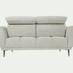 Canapé 2 places fixe en tissu memphis avec fonction avance-recul - beige roucas