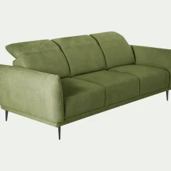 Canapé 4 places fixe en tissu memphis avec fonction avance-recul -vert cèdre