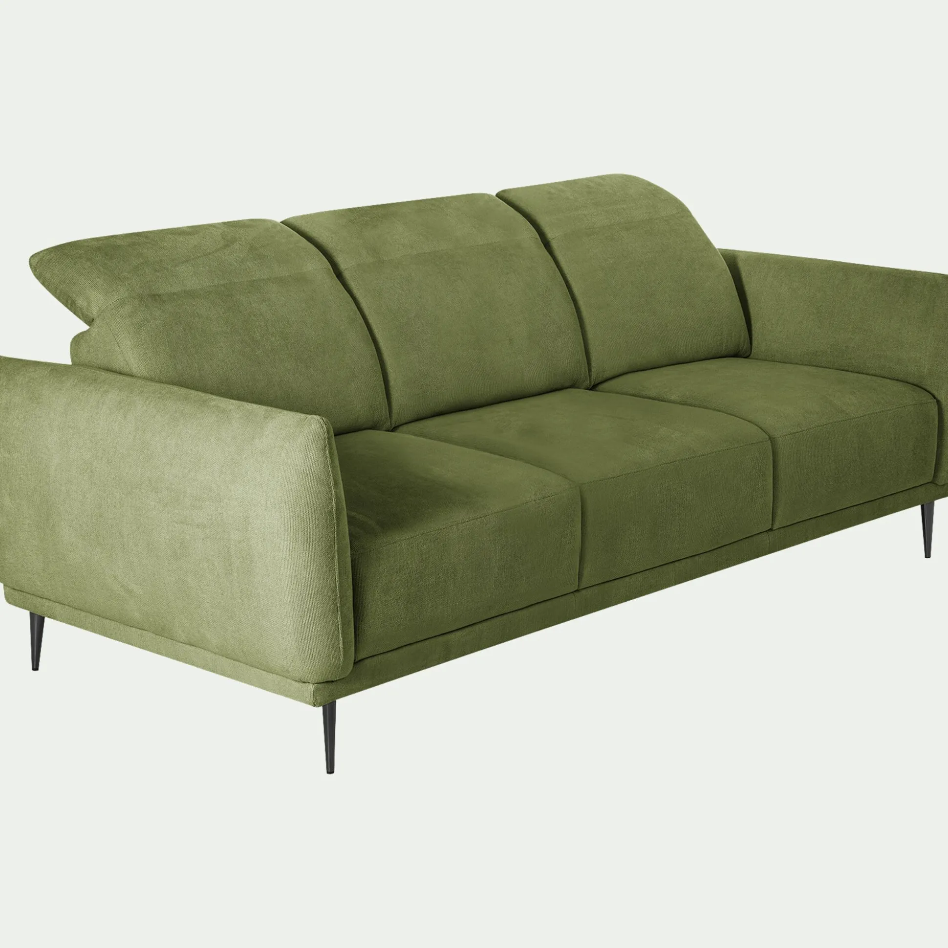 Canapé 4 places fixe en tissu memphis avec fonction avance-recul -vert cèdre