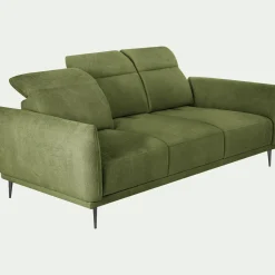 Canapé 4 places fixe en tissu memphis avec fonction avance-recul -vert cèdre