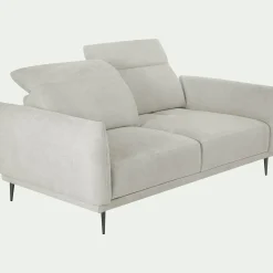 Canapé 3 places fixe en tissu memphis avec fonction avance-recul - beige roucas