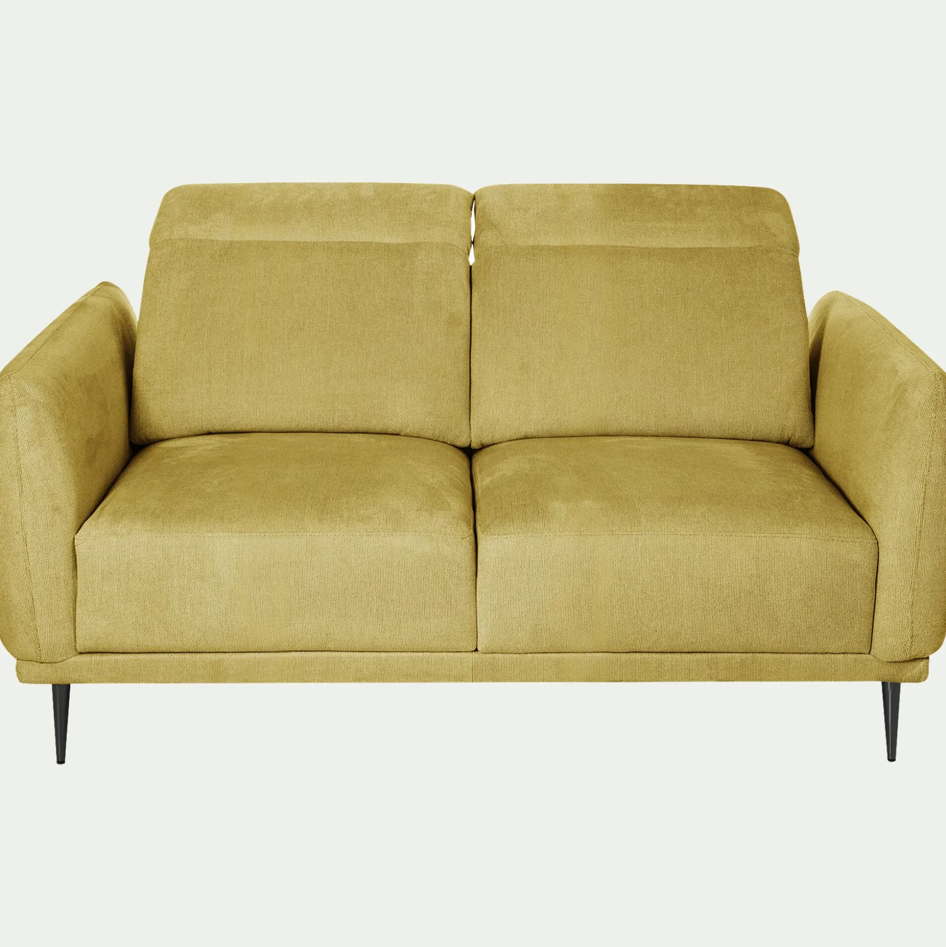 Canapé 2 places fixe en tissu memphis avec fonction avance-recul - jaune argan