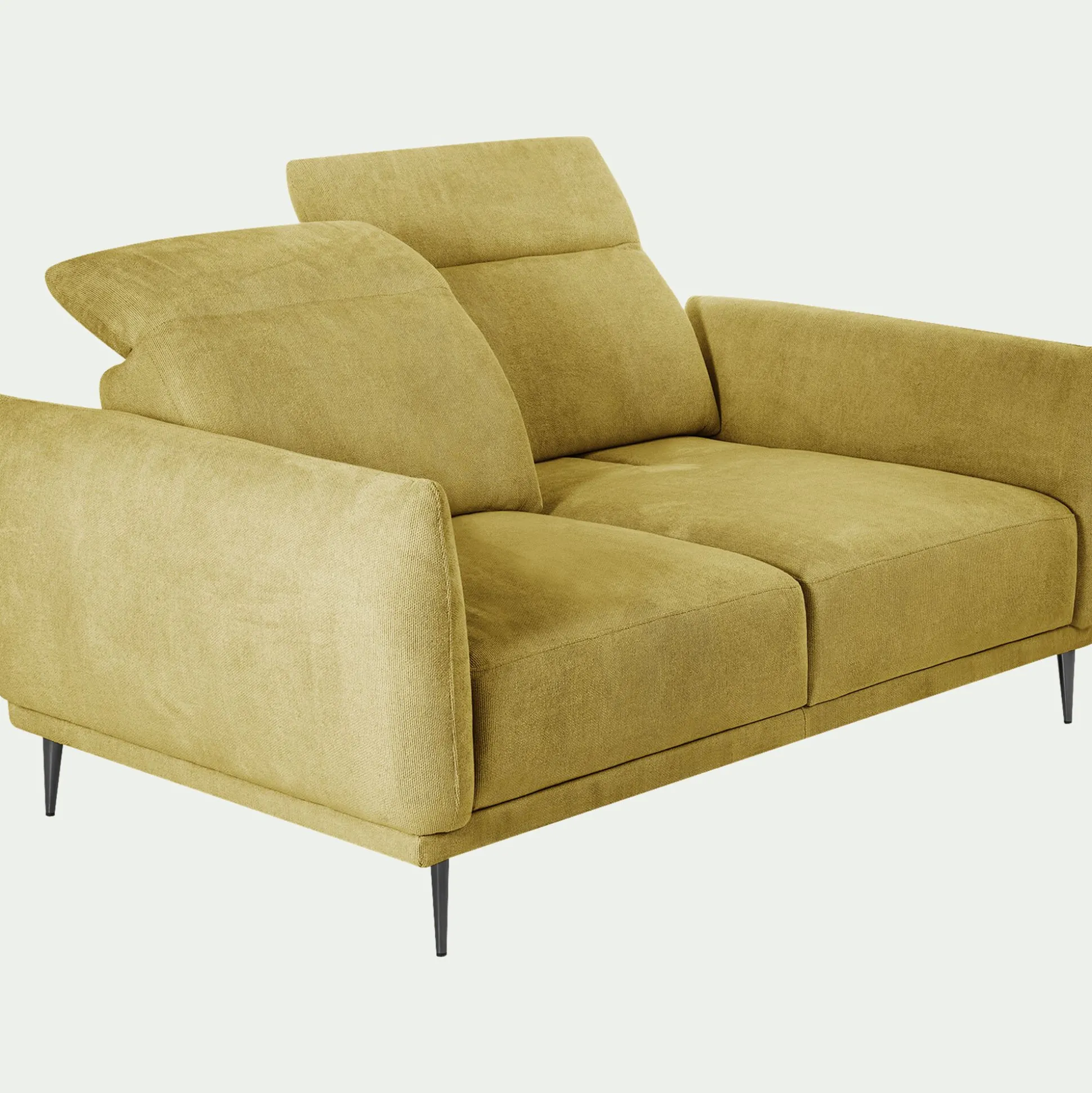 Canapé 2 places fixe en tissu memphis avec fonction avance-recul - jaune argan