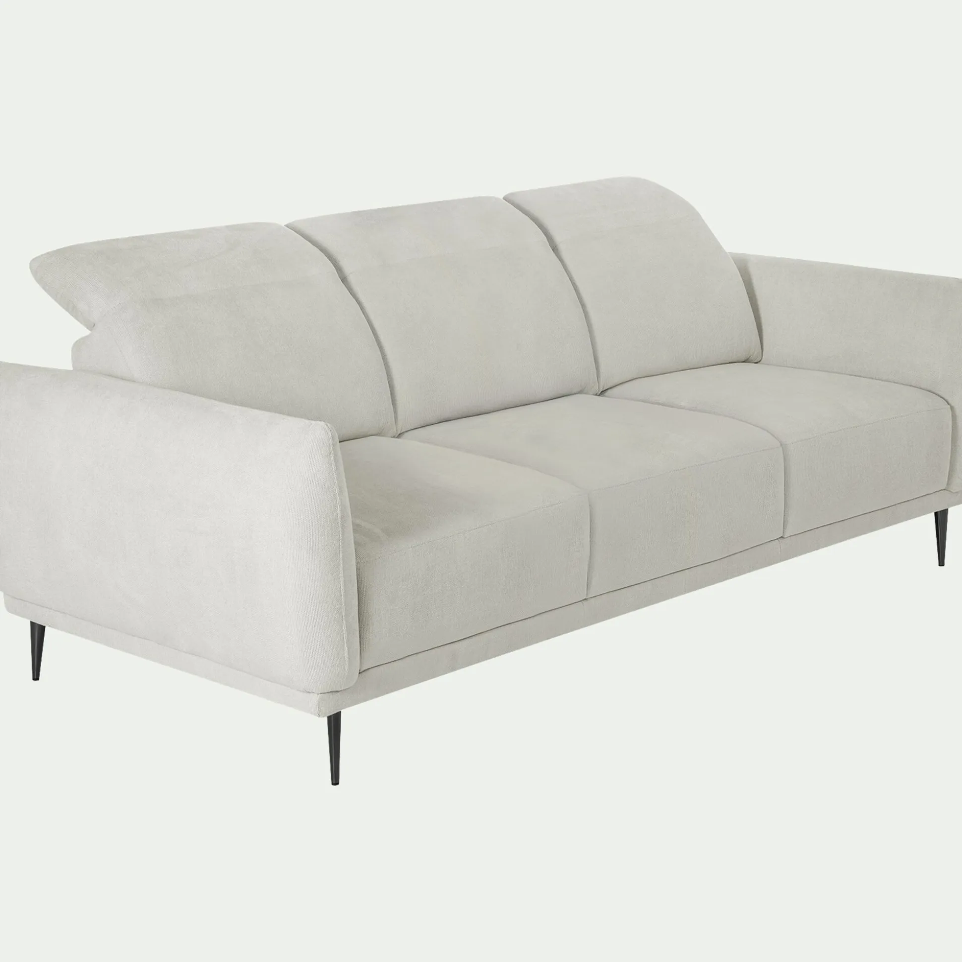Canapé 4 places fixe en tissu memphis avec fonction avance-recul - beige roucas