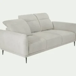 Canapé 4 places fixe en tissu memphis avec fonction avance-recul - beige roucas