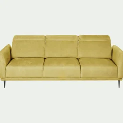 Canapé 4 places fixe en tissu memphis avec fonction avance-recul - jaune argan